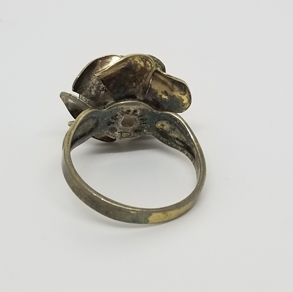 JANE POPOVICH DESIGNER STERLING SILVER ROSE DESIGN RING - Picture 5 of 6